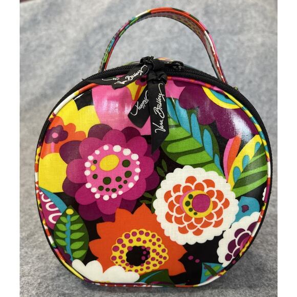Vera Bradley FLORAL NIGHTINGALE‎ HATBOX Cosmetic Travel Case Vibrant - Picture 2 of 11